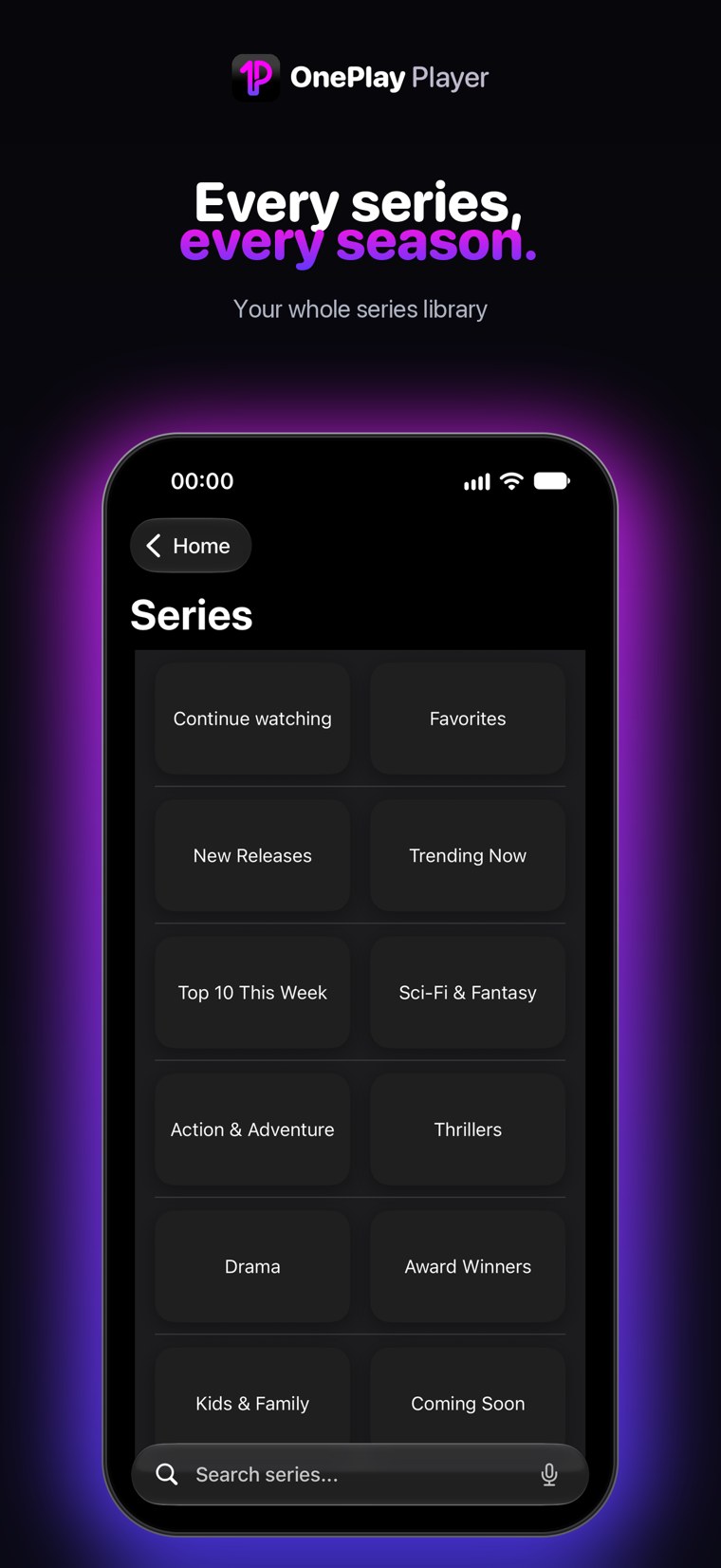 Series organised with artwork and seasons